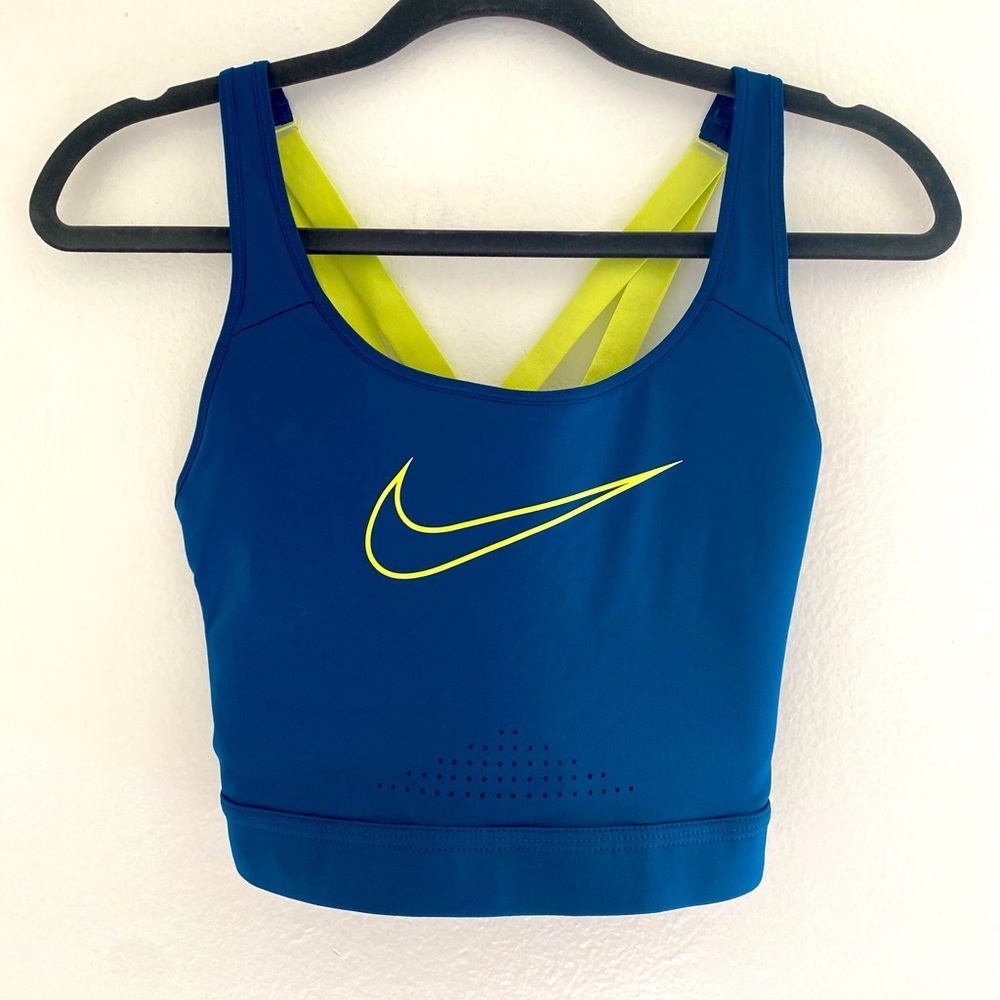 Nike High Impact Sports Bra— XL— Blue & Lime Green